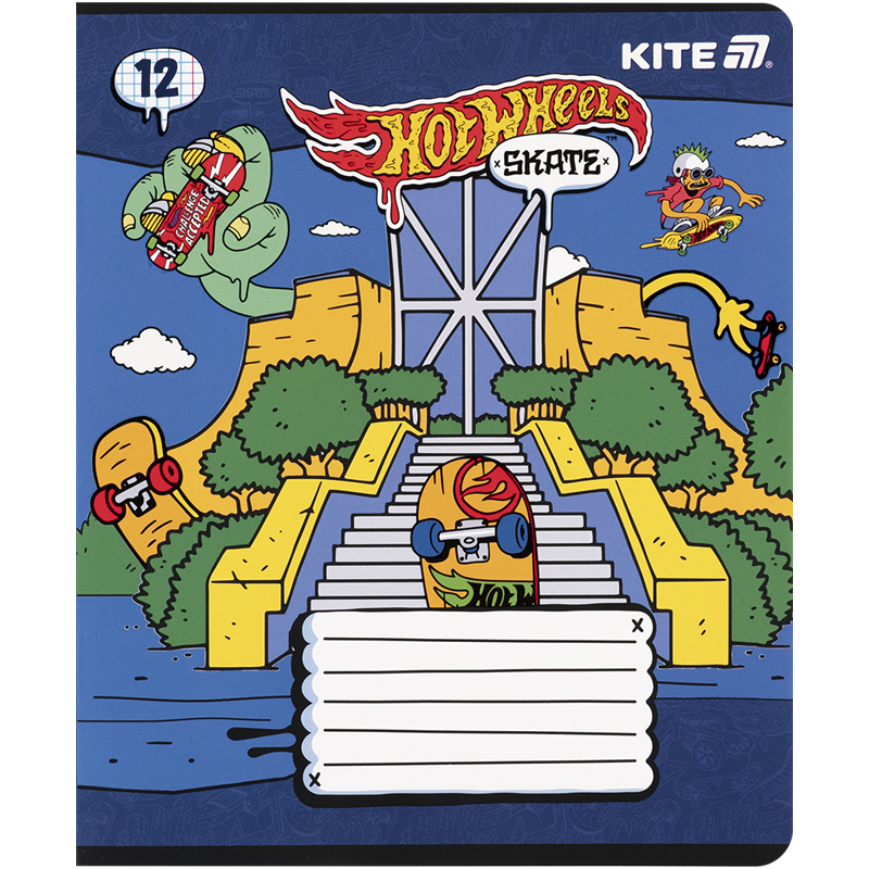 Тетрадь 12 лист., кл., софт тач + УФ лак, Hot Wheels-2 (HW25-232-2) Kite - фото 9