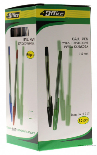 Ручка шариковая корпус прозр., стержень черн. 4Office - фото 2