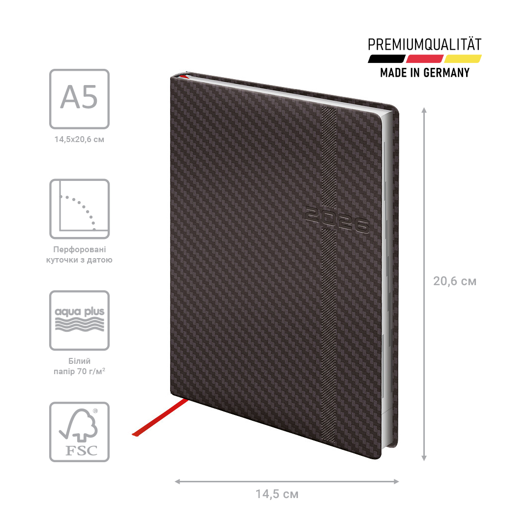 Щоденник 2026 Стандарт Soft Carbon, сірий Brunnen — фото 4