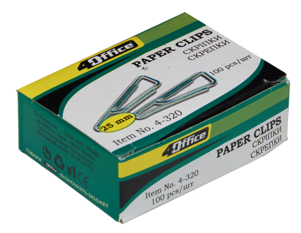 Скрепки 25мм., никель., треугольные, 100шт., картон. уп. 4Office - фото 4