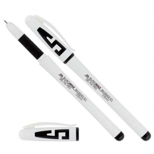 Гелевая ручка JOBMAX, корпус бел., стержень черн. BuroMax - фото 4