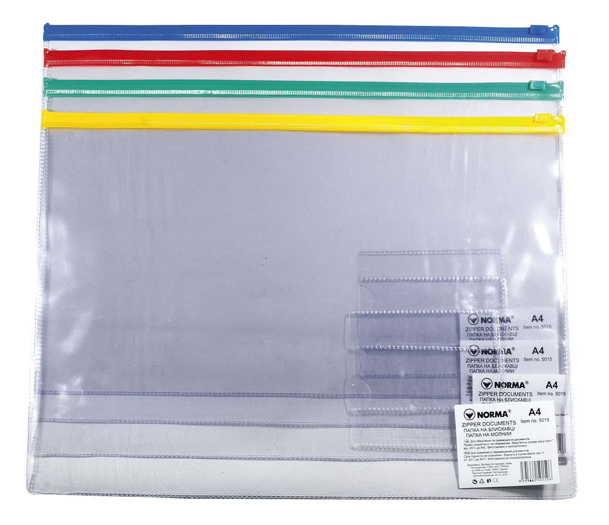 Папка-конверт на блискавці, А4, асорті NORMA - фото 3