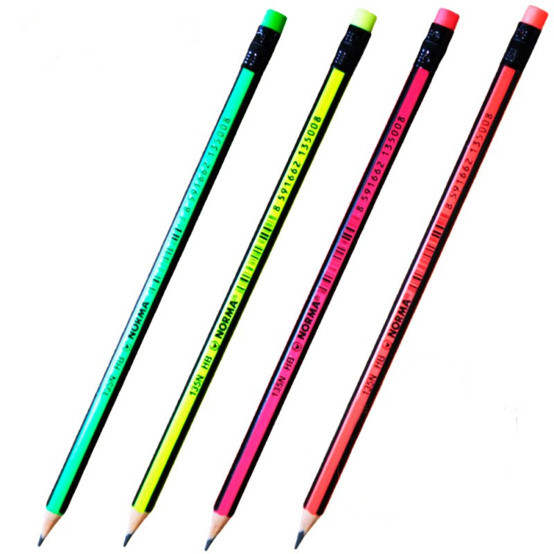 Олівець простий графітний з гумкою HB 135N, шестигранний, асорті NORMA — фото 2