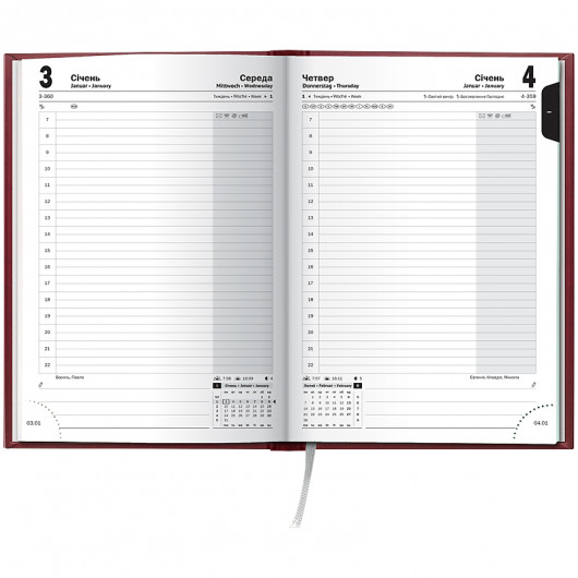 Щоденник 2026 Стандарт Torino, сліпе тиснення, марсала Brunnen — фото 2