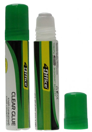 Клей силикатный, с губкой 30г., карандаш 4Office - фото 5