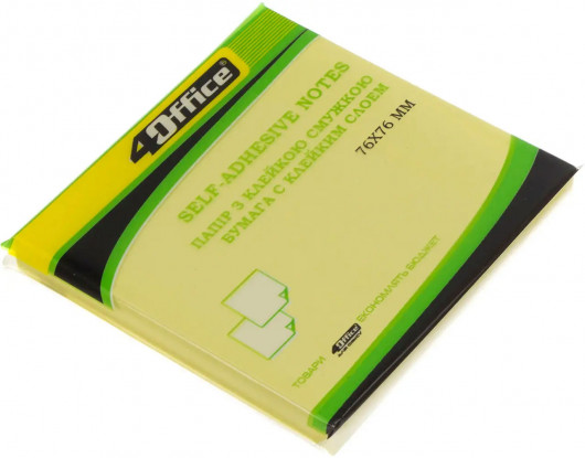 Блок бумаги с клейким слоем 76*76мм.*100 листов, пастель желт. 4Office - фото 4