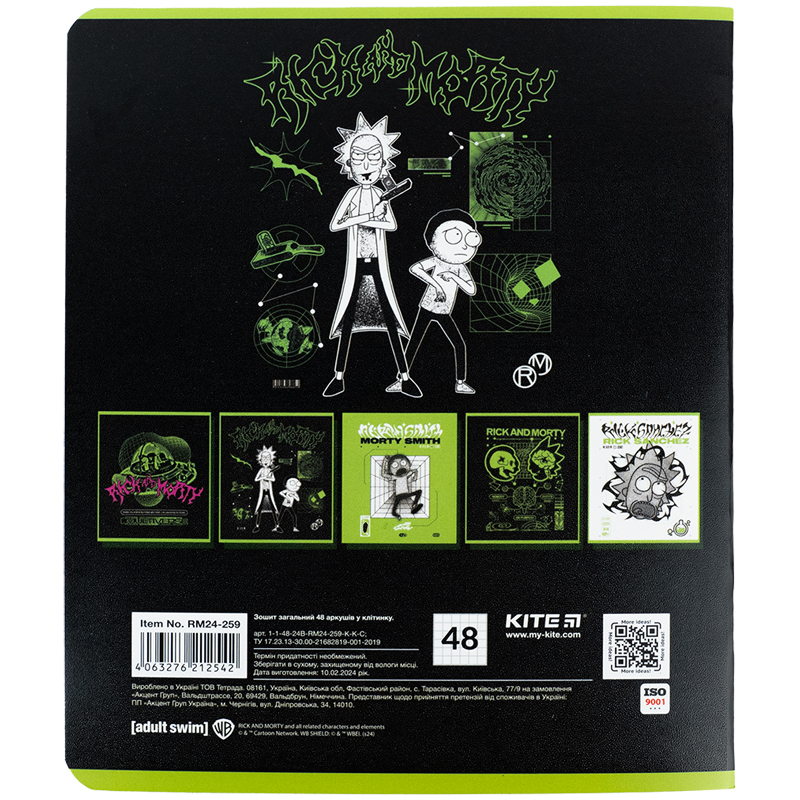 Тетрадь 48 лист., кл., гибр. лак + УФ лак, Rick & Morty (RM24-259) Kite - фото 18