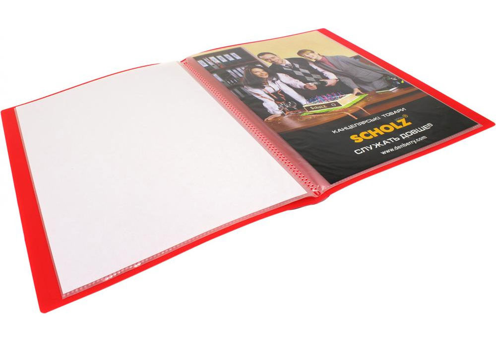 Папка на 10 файлів, пластик, товщина 600мкм., черв. Scholz - фото 4
