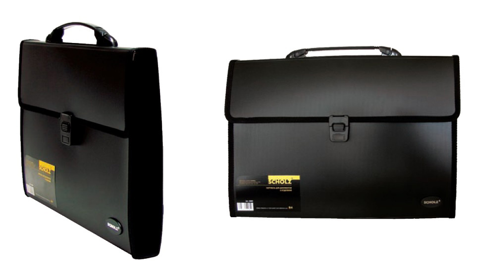 Портфель-картотека на 3 відділення, А4, чорн. Scholz - фото 3