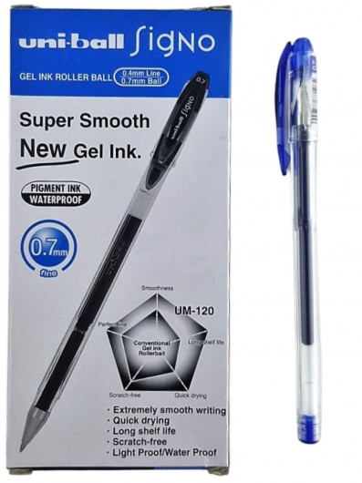 Гелевая ручка Uni-ball Signo, 0,7мм., корпус прозр., стержень син. Uni - фото 4