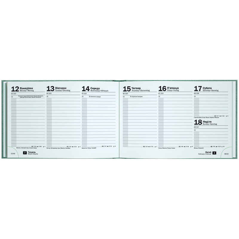 Щотижневик 2026 кишеньковий Torino Trend, бірюз. холодний Brunnen — фото 2