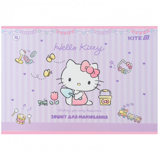 Тетрадь для рисования, 12 лист., скоба, софт тач + УФ лак, Hello Kitty-1 (HK25-241-1) Kite - фото 10
