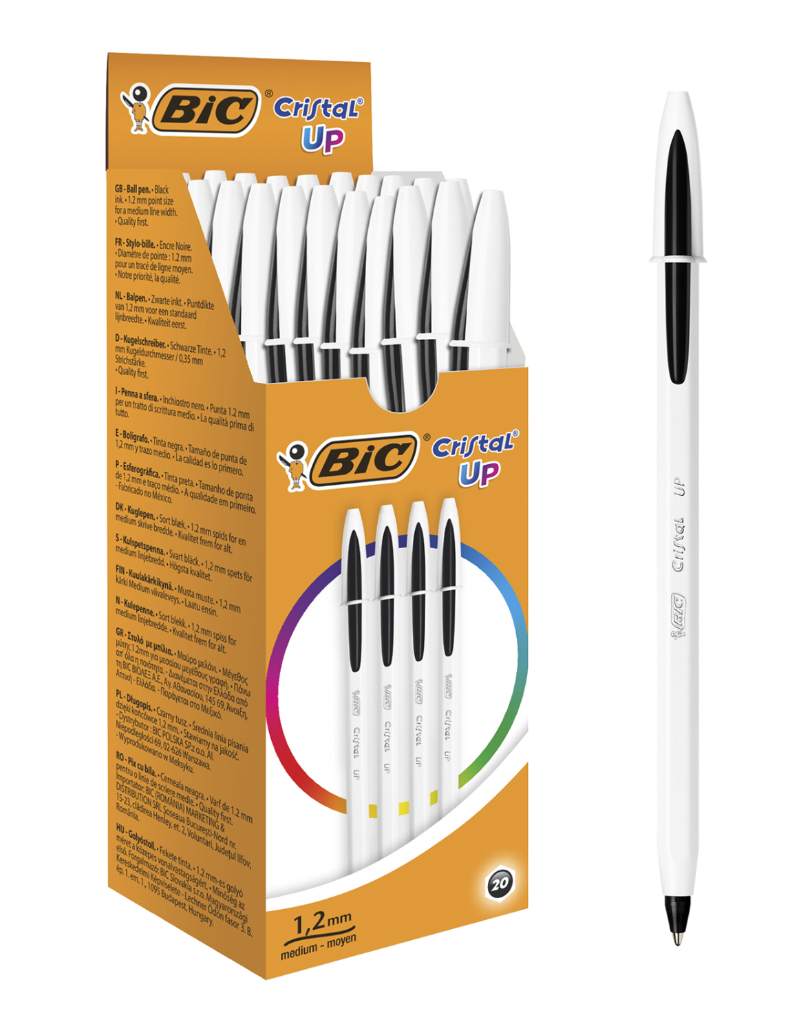 Ручка шариковая Cristal UP, корпус бел., стержень черн. Bic - фото 3