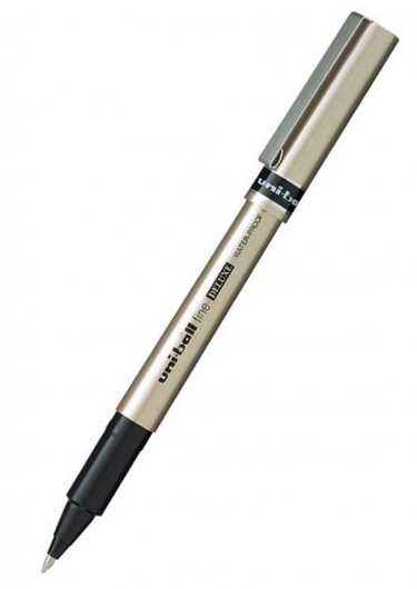 Роллер Uni-ball fine Deluxe, 0,7мм., корпус серебр., стержень черн. Uni - фото 5