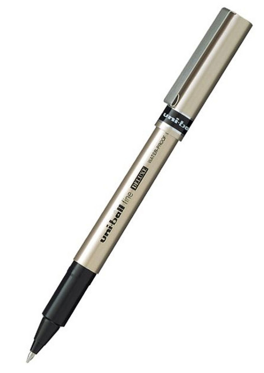 Роллер Uni-ball fine Deluxe, 0,7мм., корпус серебр., стержень черн. Uni - фото 5