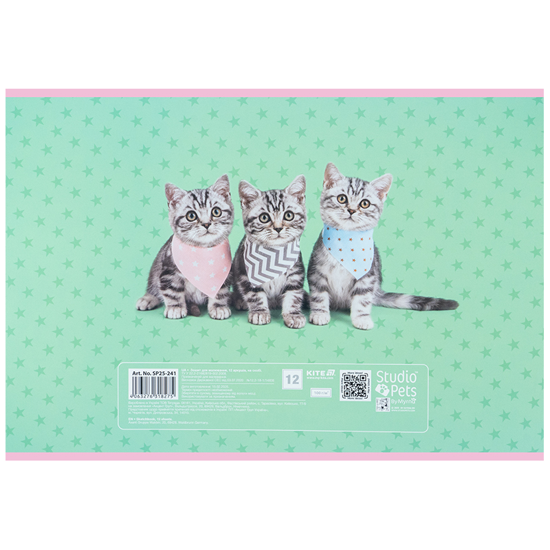 Тетрадь для рисования, 12 лист., скоба, софт тач + УФ лак, Studio Pets (SP25-241) Kite - фото 10