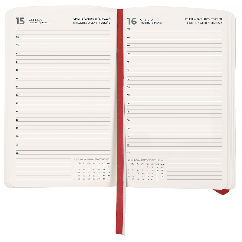 Щоденник 2026 Partner Soft Skin, 145*210, червоний Axent — фото 2