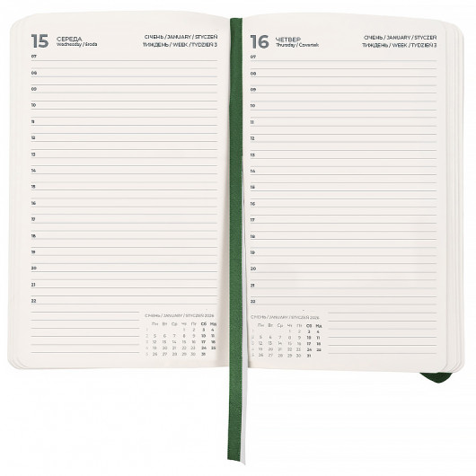 Ежедневник 2026 Partner Soft Skin, 145*210, темно-зеленый Axent - фото 2