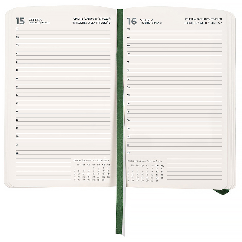 Ежедневник 2026 Partner Soft Skin, 145*210, темно-зеленый Axent - фото 2
