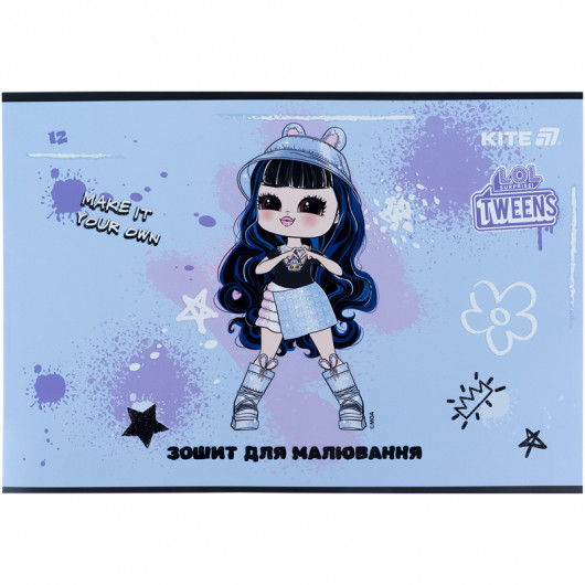 Зошит для малювання, 12 арк., скоба, УФ лак + глітер, LO (LO25-241) Kite - фото 10