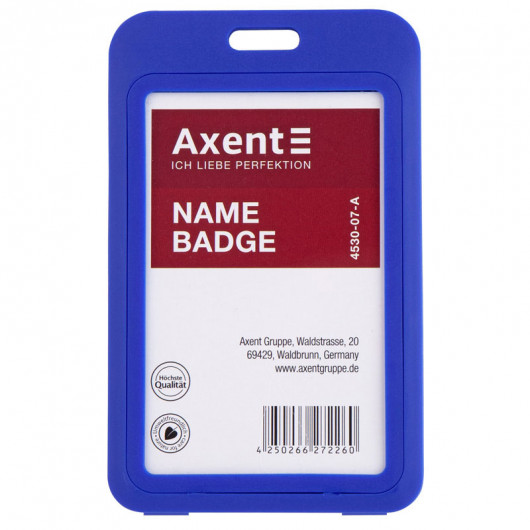 Бейдж вертикальний 70*110мм., розмір вкладення 50*85мм., пластик, син. Axent - фото 4