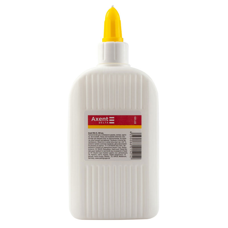 Клей ПВА 200мл., зручний дозатор D7123 Axent - фото 2