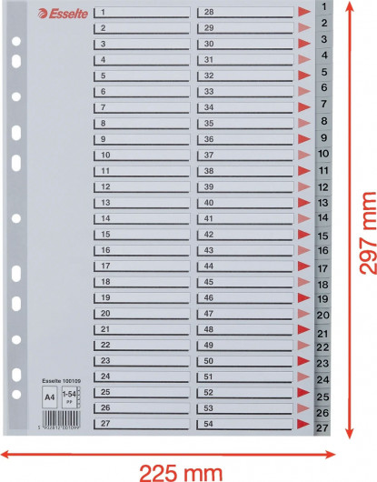 Розділювач сторінок цифровий 1-54, пластик. Esselte - фото 6