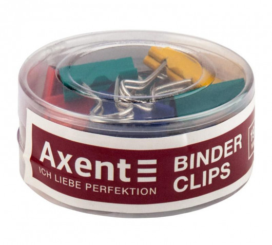 Зажим-біндер кольоровий 19мм 12шт/уп. туба, асорті Axent - фото 3