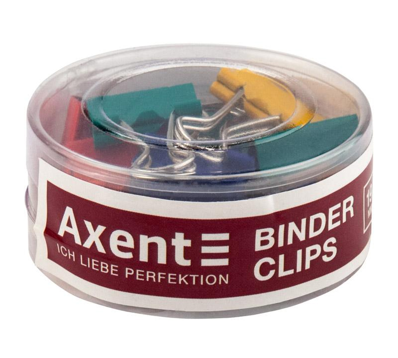 Зажим-біндер кольоровий 19мм 12шт/уп. туба, асорті Axent - фото 3