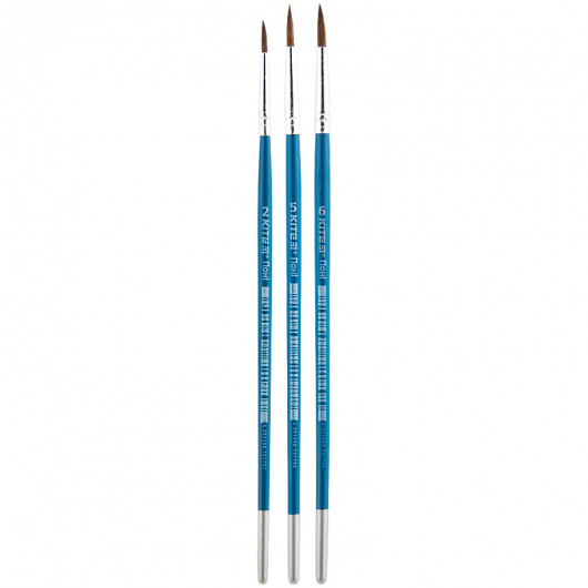 Набір з 3х пензлів, поні круглі  2,5,6, в пеналі, Kite Classiс Baseus - фото 4