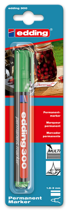 Маркер перманентный, круглое острие 1,5-3мм., 300, зелен. Edding - фото 7