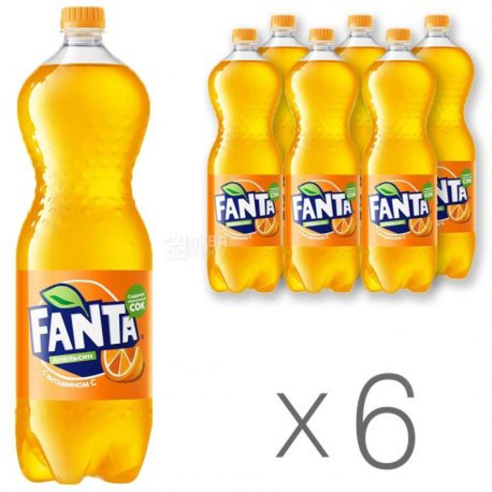 Напій Фанта Апельсин, 1,75л., 6шт./уп., пластикова пляшка Fanta — фото 1