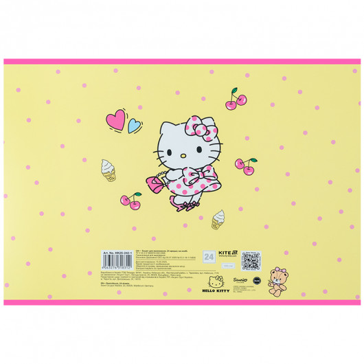 Тетрадь для рисования, 24 лист., скоба, софт тач + УФ лак, Hello Kitty-1 (HK25-242-1) Kite - фото 11