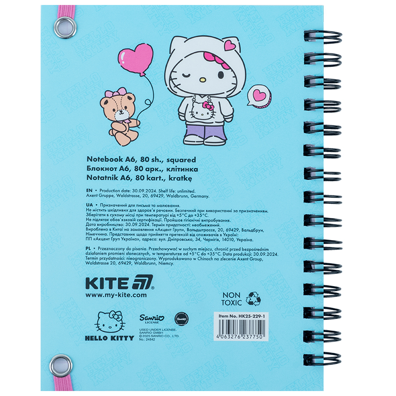 Блокнот вирубка, на спіралі, 80 арк., А6 Hello Kitty-1 (HK25-229-1) Kite - фото 5