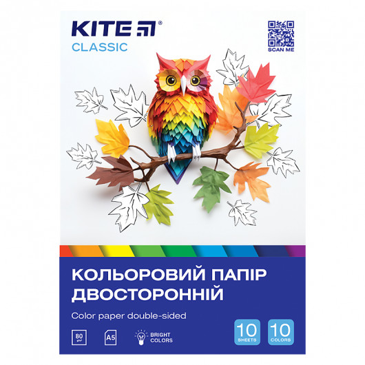 Папір кольор. двостор. (10арк/10кол), А5 Kite Classic Kite - фото 2