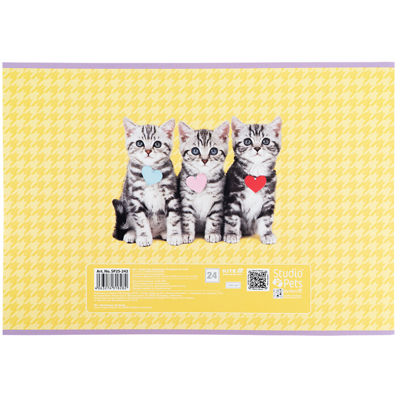 Тетрадь для рисования, 24 лист., скоба, софт тач + УФ лак, Studio Pets (SP25-242) Kite - фото 11