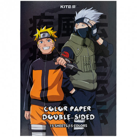Папір кольор. двостор. (15арк/15кол), А4 «Naruto» Kite - фото 5