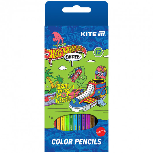 Олівці кольорові, 12 шт. Hot Wheels-2 Kite - фото 2