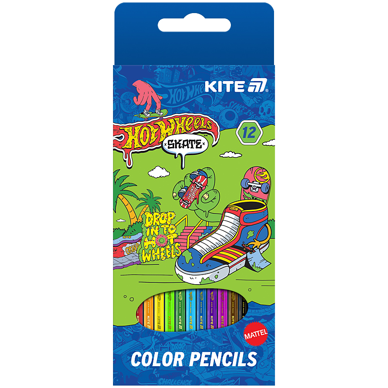 Олівці кольорові, 12 шт. Hot Wheels-2 Kite - фото 2