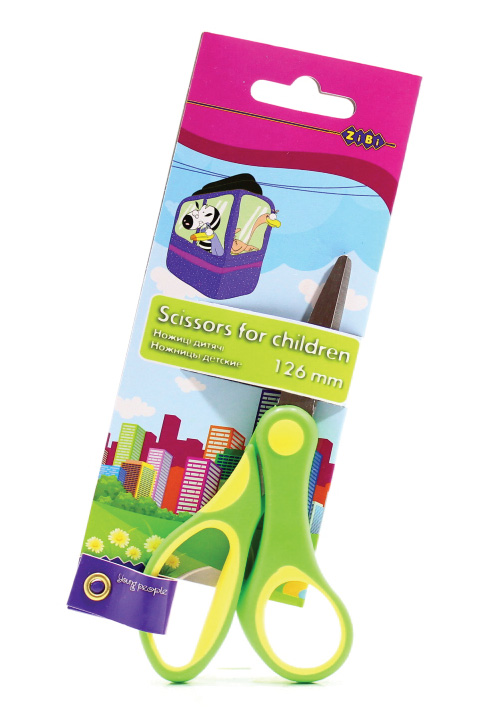 Ножиці 12,6см. з гумовими вставками, дитячі, салат. ZiBi - фото 4