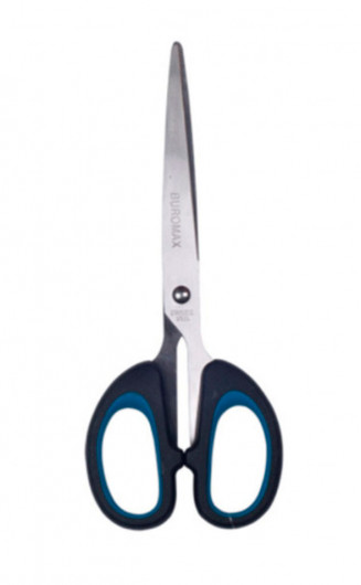 Ножиці 21,5см., з гумовими вставками, син. BuroMax - фото 2