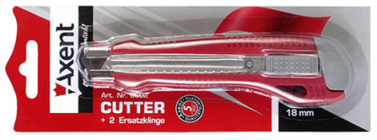 Ніж канцелярський великий 18мм., металева напрямна, червоно-сірий, пластиковий Axent - фото 3