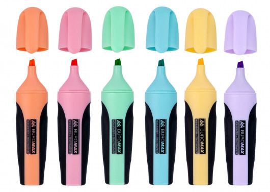 Маркер текстовий 2-4мм., PASTEL, набор 6шт./уп.  BuroMax - фото 4