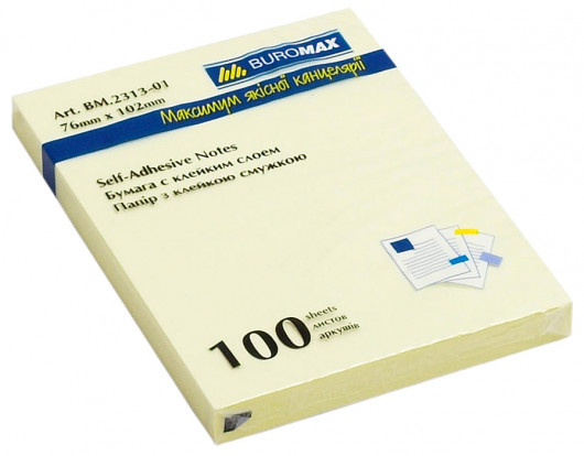Блок паперу з клейким шаром 102*76мм.*100л, жовт. BuroMax - фото 3