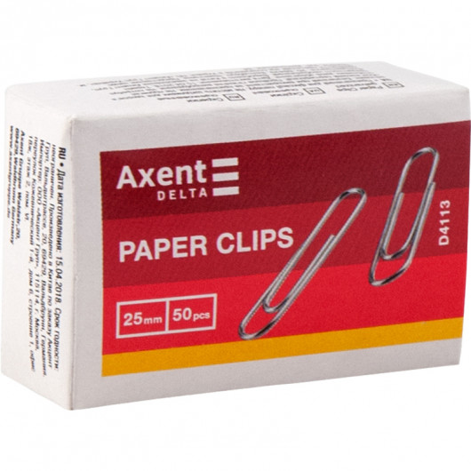 Скрепки 25мм., оцинкованные, круглые,  50шт., картон. уп. Axent - фото 3