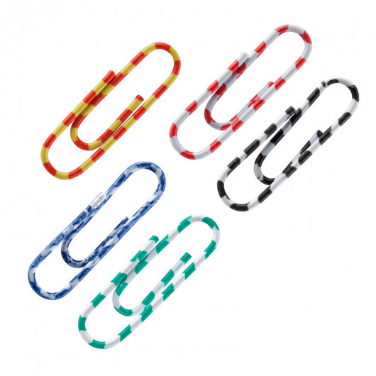 Скрепки цвет. полосатые, 28 мм, 100 шт, пласт. конт Axent - фото 3