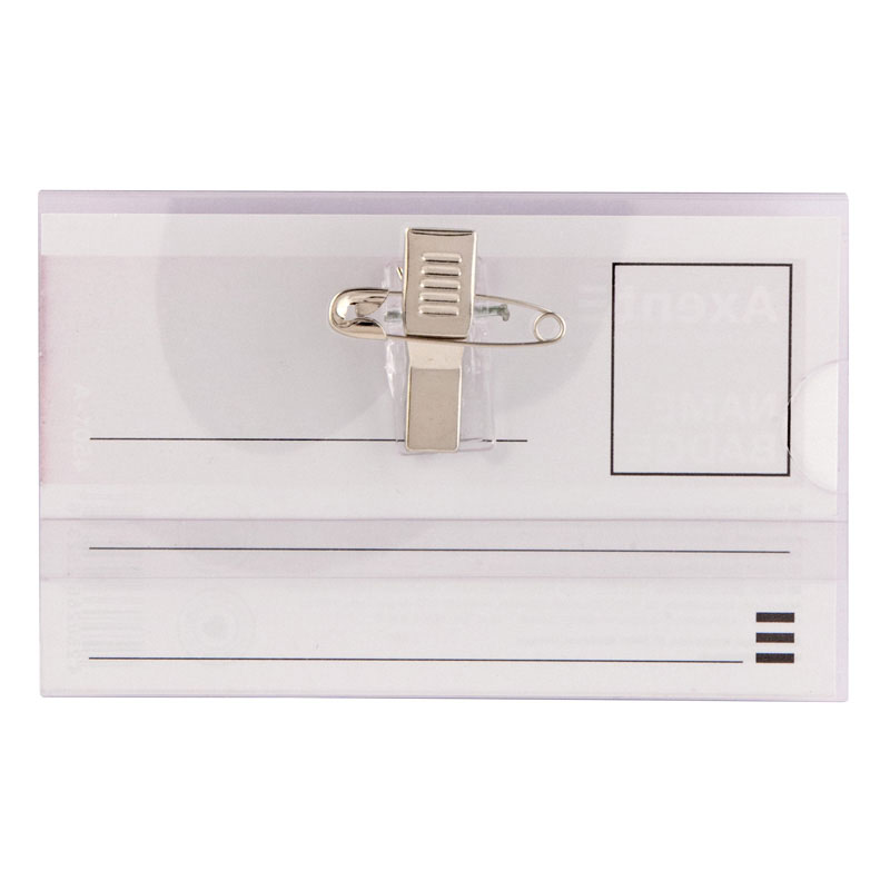 Бейдж горизонтальний 90*55мм., із затиском та шпилькою Axent - фото 4