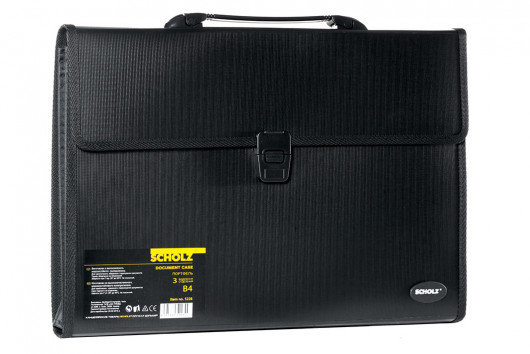 Портфель-картотека на 3 отделения, В4, черн. Scholz - фото 4
