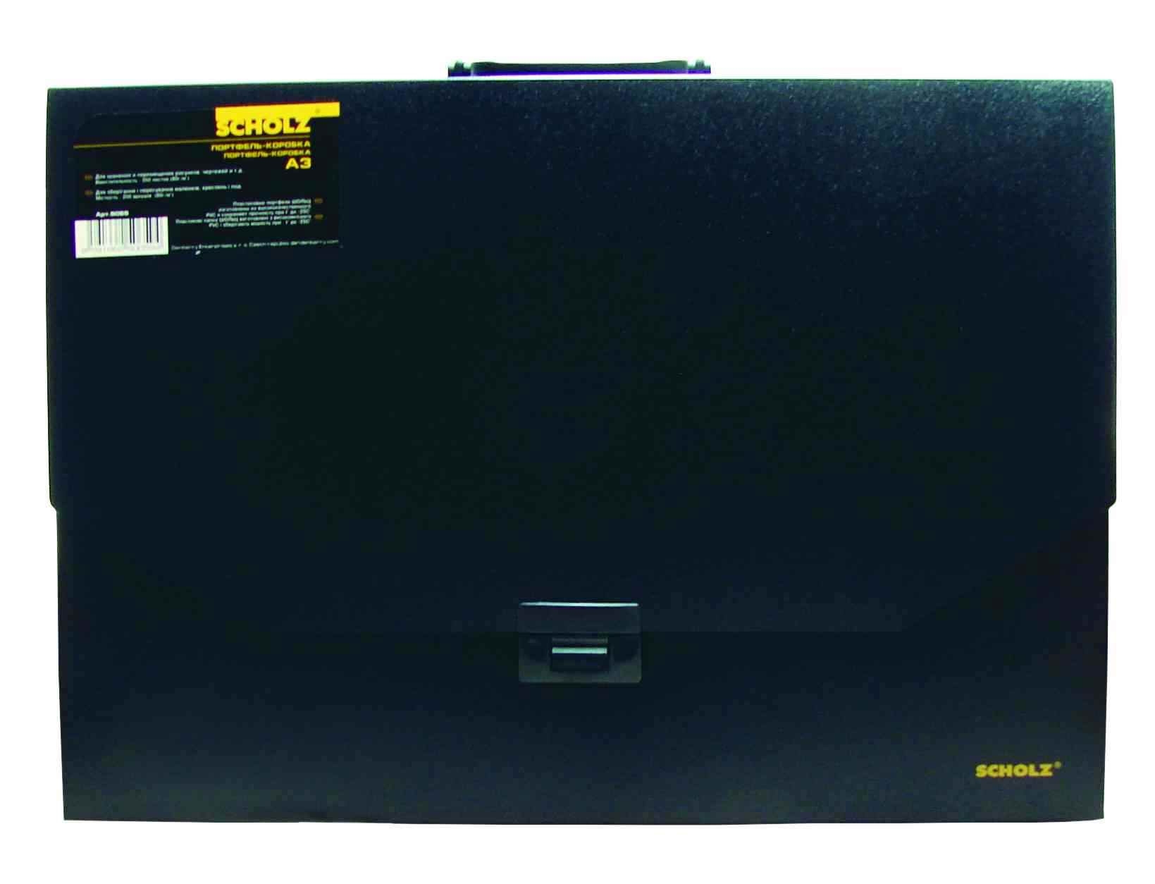 Портфель А3, на 1 отделение, пластик. с ручкой, черн. Scholz - фото 4