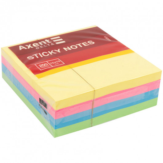 Блок паперу з клейким шаром 75*75мм.*250л.,  неоновий мікс Axent Delta - фото 3